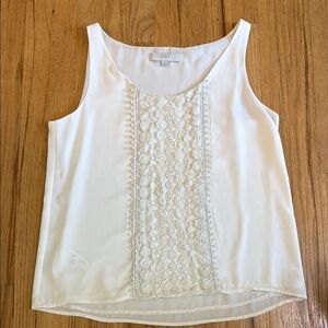 LOFT Cream Lace Detail Tank Top